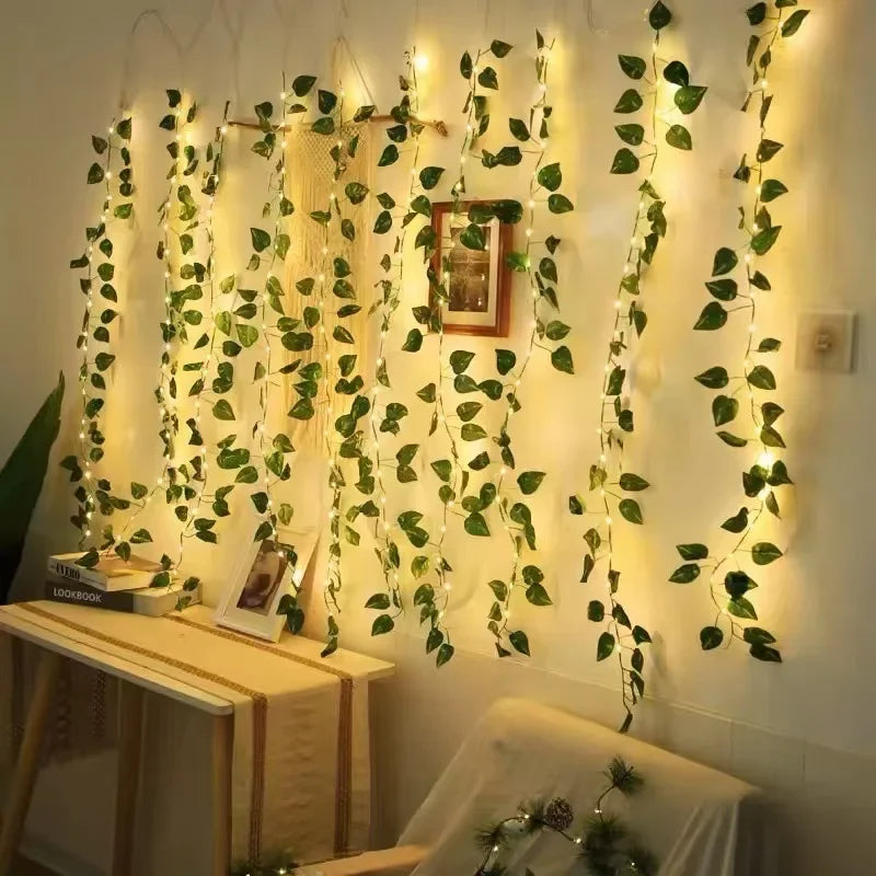 7M/12M/17M Maple Leaf Vine Fairy Lights String LED Solar Light Garden Decoration Waterproof Solar Lamp Wedding Christmas Garland