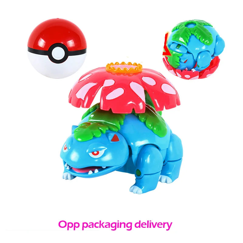 Pokemon ball deform Figure Pikachu Charizard Venusaur Blastoise Gyarados Solgaleo Lunala Action Figurine pokeball poke child Toy