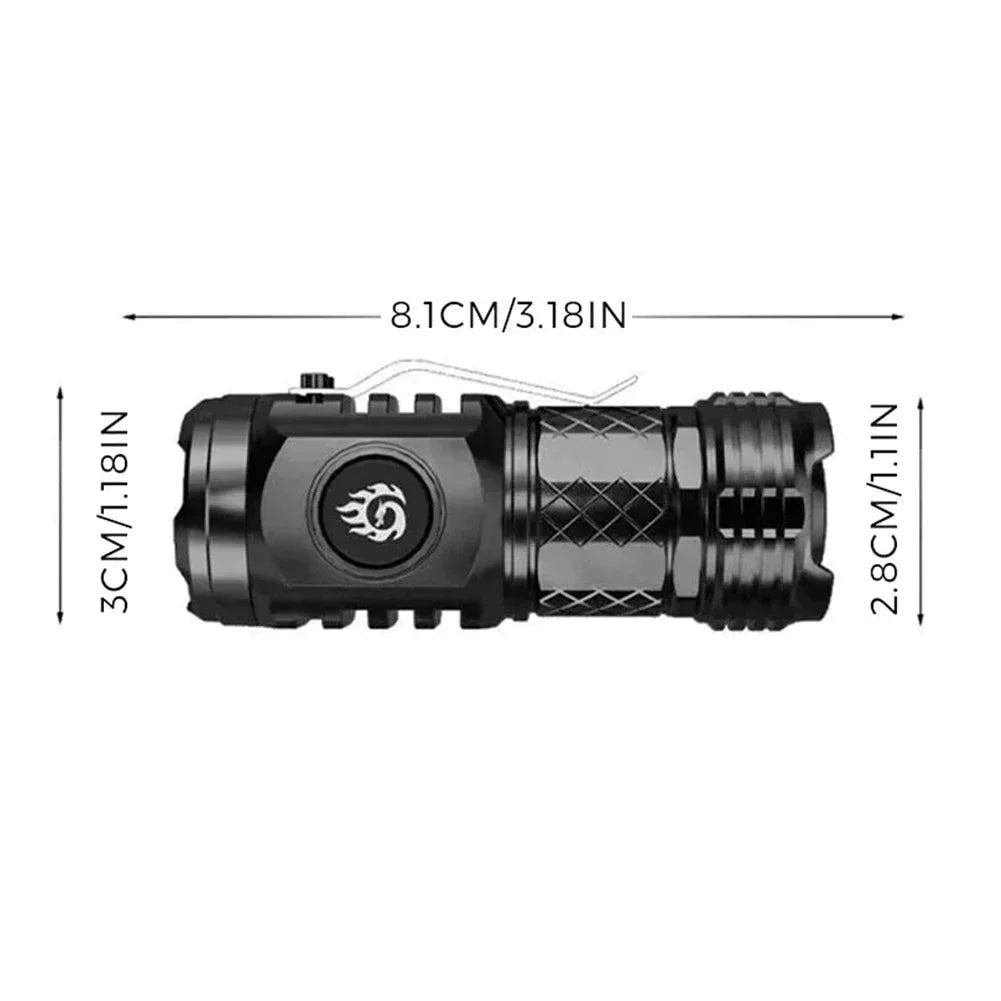 High Strong Power LED Flashlight Built-in Battery Type-C Rechargeable with Pen Clip Torch Outdoor Camping Emergency Lantern
