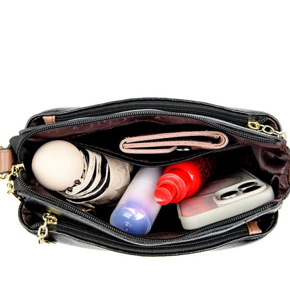 Brand Design Three Layers Fashion Shoulder Messenger Bags Luxury Soft Leather Crossbody Sac Quality Small Handbags and Purses