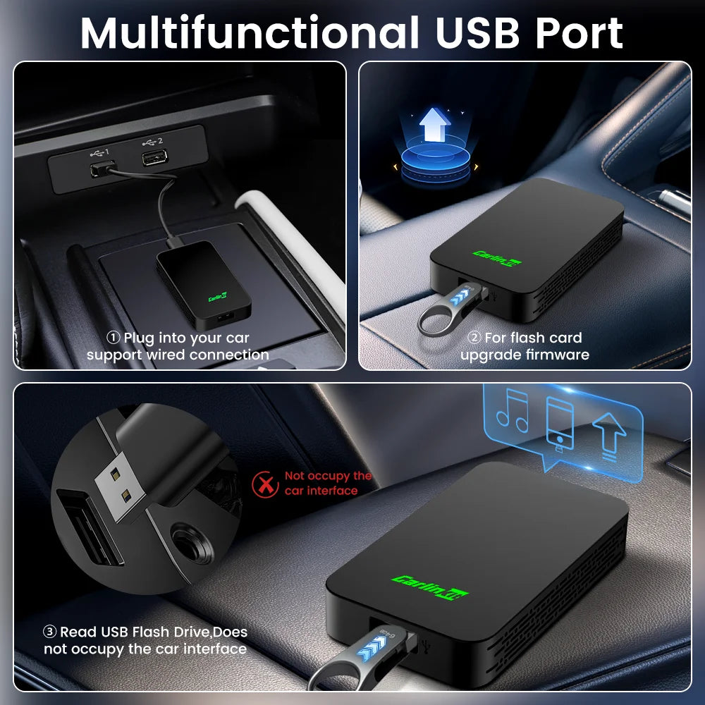 CarlinKit 5.0 & 4.0 Wireless Android Auto Wireless CarPlay Adapter Online Upgrade Plug And Play 2.4G&5Ghz Connect CarPlay Ai Box