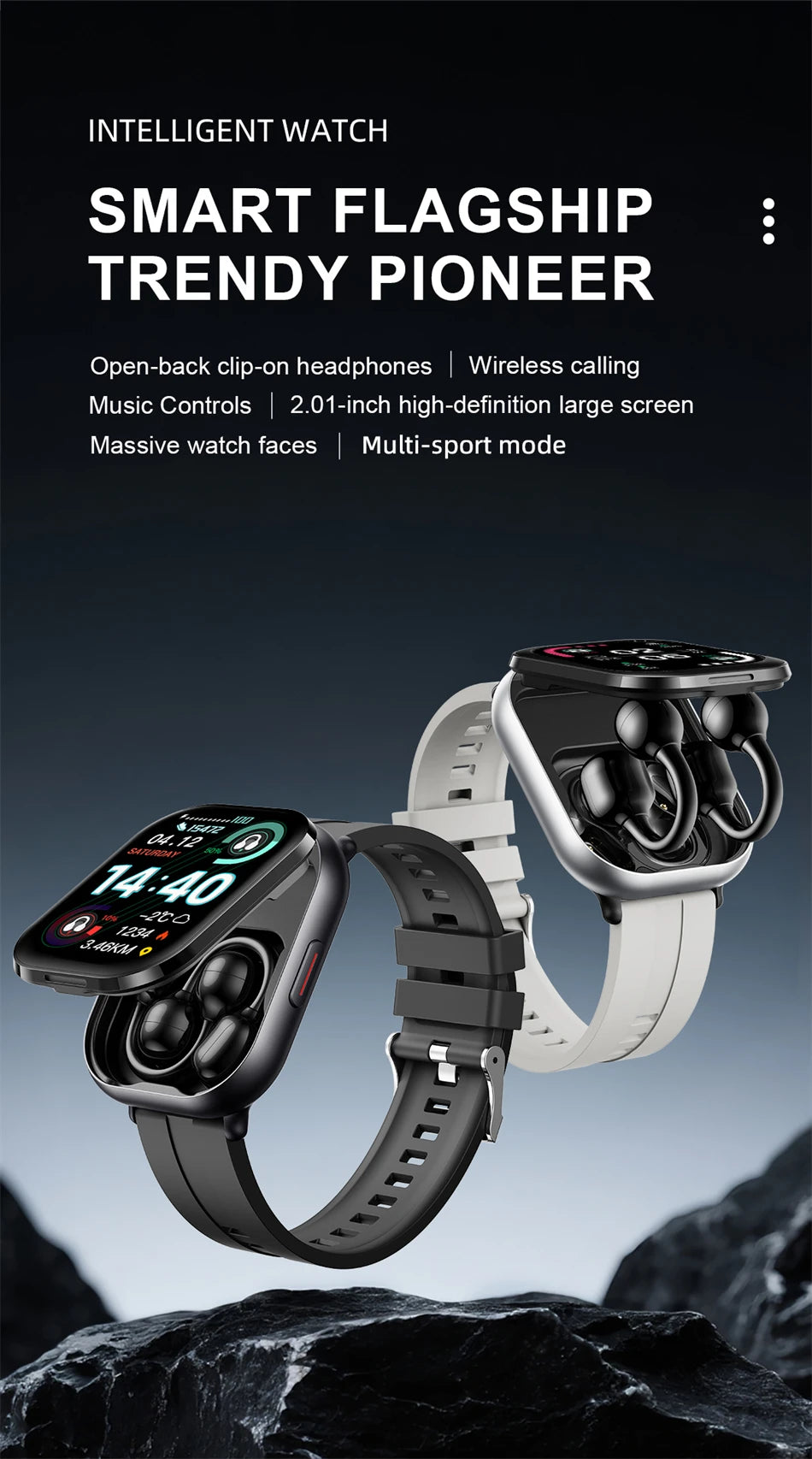 LIGE Bluetooth Headphones with clip-on design 2 In 1 Smartwatch with Earphones Heart Rate Sport Fitness Headset Smart Watch 2026