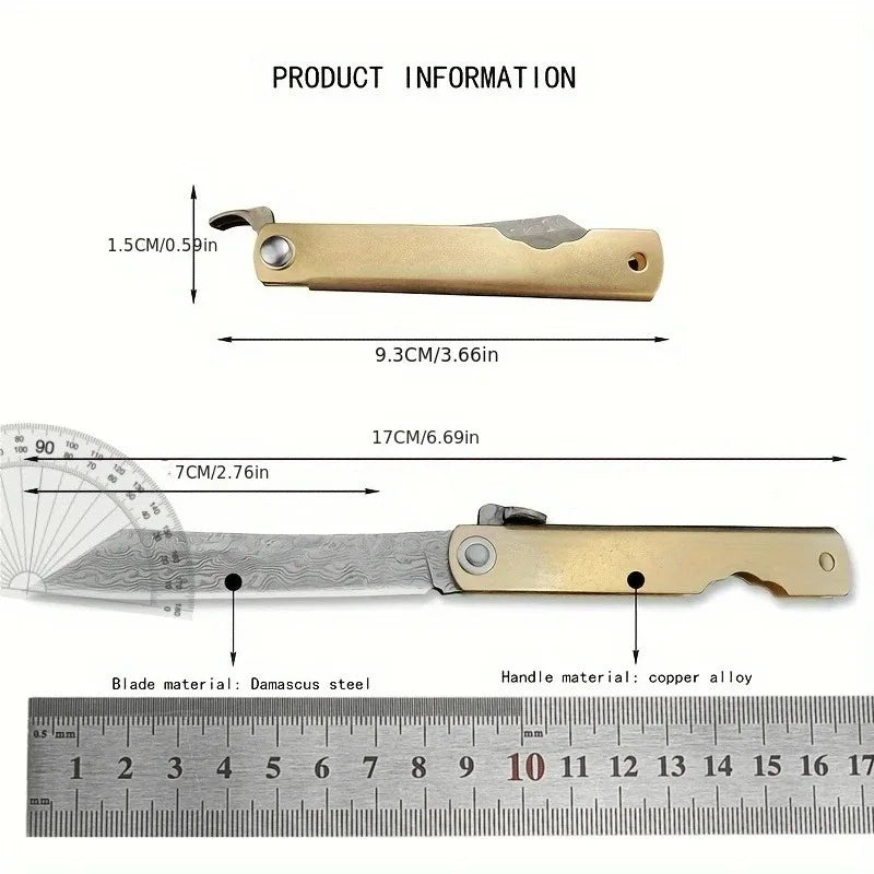 Higonokami Knife Japanese Damascus Steel Friction Folder Lock Free Pocket Knife High Hardness EDC Outdoor Tool Fruit Knife