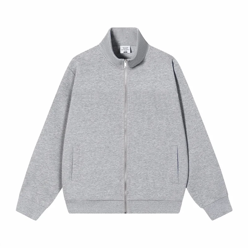 Custom Logo Jacket Unisex Zip Up Stand Collar Sweatshirt Personalized Printing Embroidery Casual Workwear Jacket for Men Women