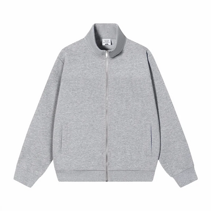 Custom Logo Jacket Unisex Zip Up Stand Collar Sweatshirt Personalized Printing Embroidery Casual Workwear Jacket for Men Women