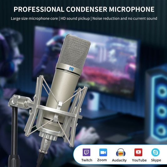 LEUS U87 AI XLR Condenser Microphone Professional Cardioid Studio Mic for Recording Podcasting Voice Over Streaming Home Studio