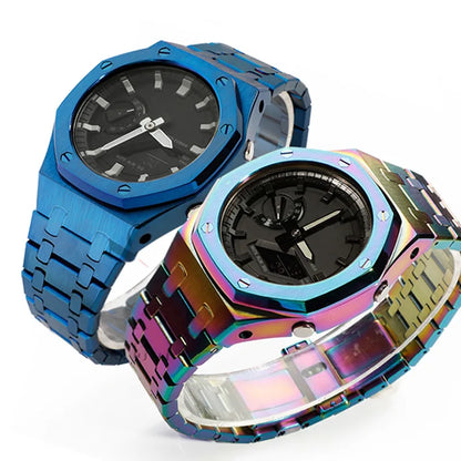 Mod Kit GA-2100 GM2100 Stainless Steel Case&Watch Strap For G-SHOCK Casioak GA2100 GMA-S2100 Replacement Metal Frosted Case Band
