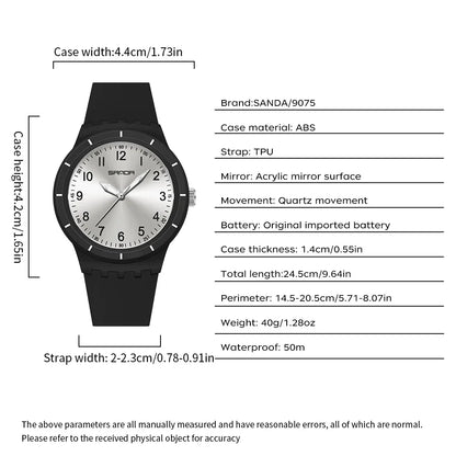 SANDA New Fashion Man Sports Watches Unisex Quartz Watch Simple Waterproof 50M Night Light Men Woman Student Gift Silicone Watch