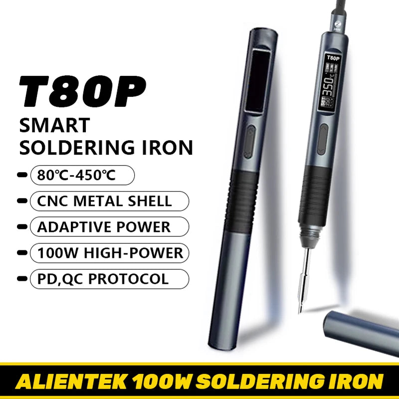 ALIENTEK T80P Soldering Iron Electric 100W Adjustable Digital Display Automatic Sleep PCB Precision Soldering Iron Repair Tool