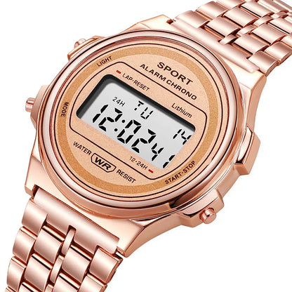 YIKAZE Steel Men's Watch Classic Business Men Digital Watches Alarm Chrono Electronic Wristwatch Sports Clock for Man Women