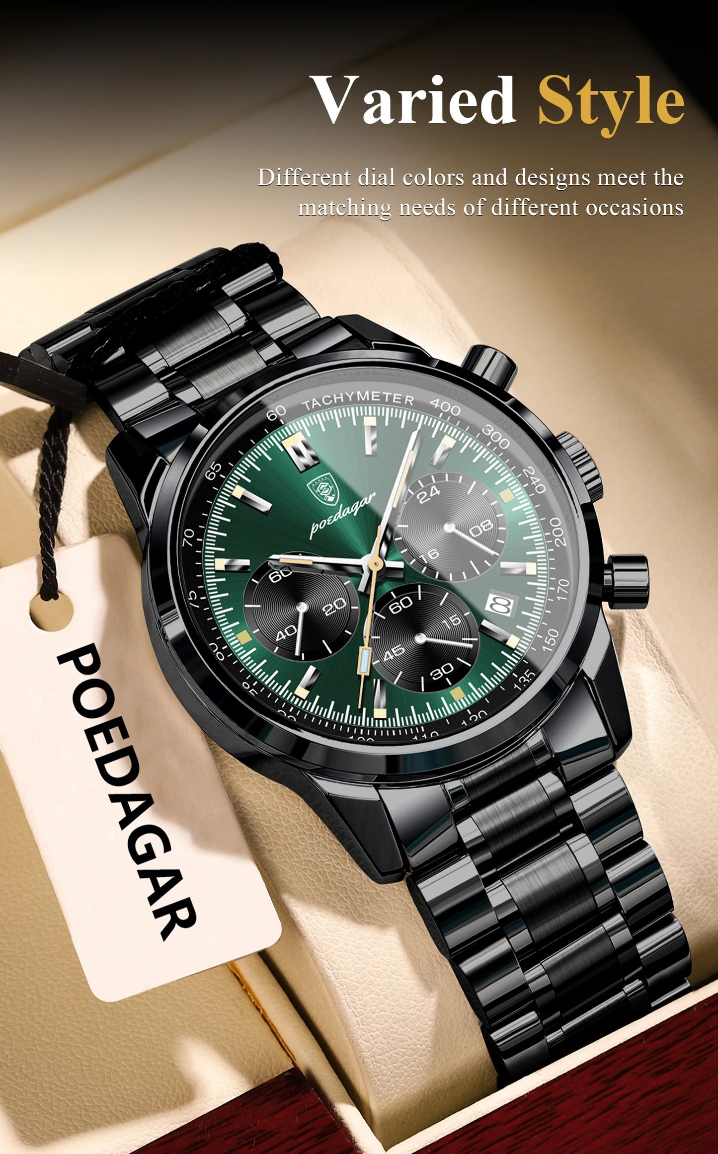 POEDAGAR Luxury Fashion Men Wristwatch Waterproof Luminous Chronograph Date Man Watch Stainless Steel Sport Quartz Men's Watches