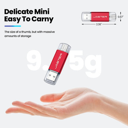 High speed TYPE C 2in1 USB flash drive 128GB 64GB 32GB metal Pen drive smart phone Car TV USB stick 4GB 8GB 16GB Creative gift