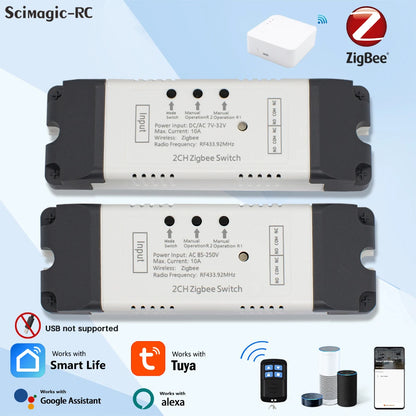 Zigbee Tuya Smart Home Relay 1/2/4CH Motor Switch Module,DC 12V 24V 32V 110V,4 Channel Radio RF Remote Control Alexa Google Home