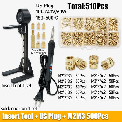 Heat Set Inserts Tool M2 M3 M4 M5 Brass Threaded Insert Nut Digital Soldering Iron for 3D Printing Plastic PCB Welding Press Nut