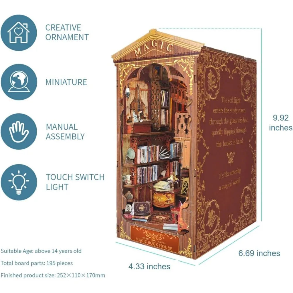 Dekoracyjna wnęka na książki 3D z diodami LED, miniaturowe dioramy do wkładania - rękodzieło DIY, prezenty urodzinowe i wystrój domu dla dziewcząt i chłopców