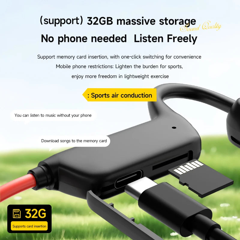 2026 Bone Conduction Headset Bluetooth 5.4 With Mic Waterproof Exercise Fitness Wireless Swimming Sports Headphone New