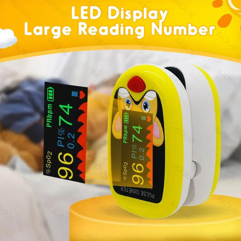 JUSTLANG Child Fingertip Pulse Oximeter Baby Rechargeable Medical Blood Oxygen Saturation Meter  Pediatrics Kids Oximetro SPO2