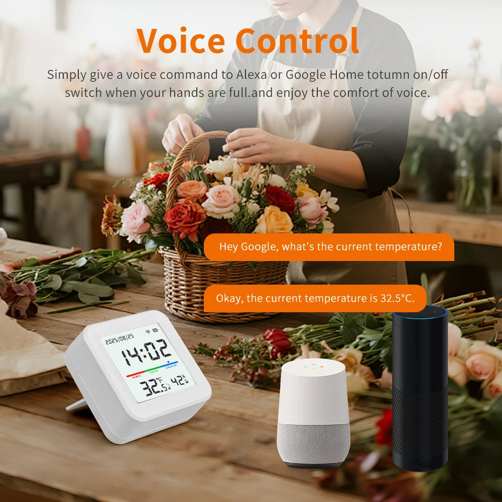 Tuya Temperature And Humidity Sensor 2.4G WiFi Smart Life App Remote Detecte Support Alexa Google Home