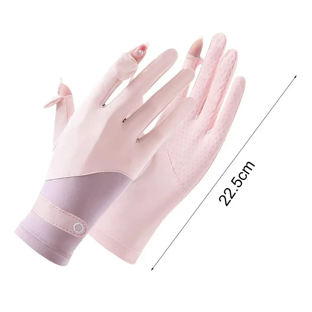 Summer Gloves Breathable Women Thin Ice Silk Cycling Driving Gloves Touch Screen Quick Dry Sunscreen Non-slip Riding Gloves