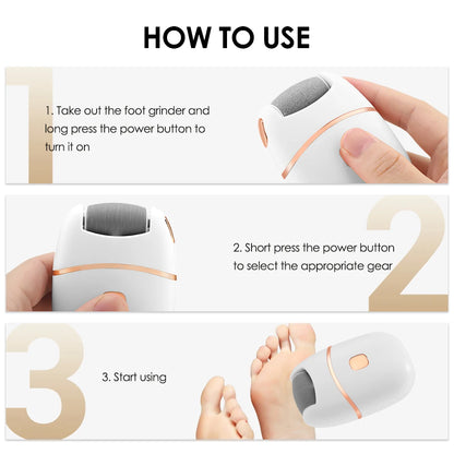 Rechargeable Electric Foot Grinder for Thick Faux Leather USB Personal Care Tool with Interchangeable Heads Grooming Tool