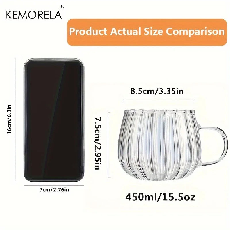 KEMORELA 1/4/6PCS Halloween Pumpkin Shaped Glass Cups High Borosilicate Glass Water Cup 450ml Coffee Drinking Glasses For Juice