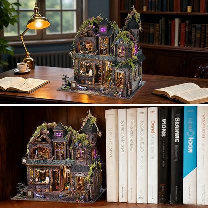 Magic Castle Book Nook Kit 3D DIY Wooden Puzzle Handmade Bookshelf Dollhouse Model Bookend Building Home Decor