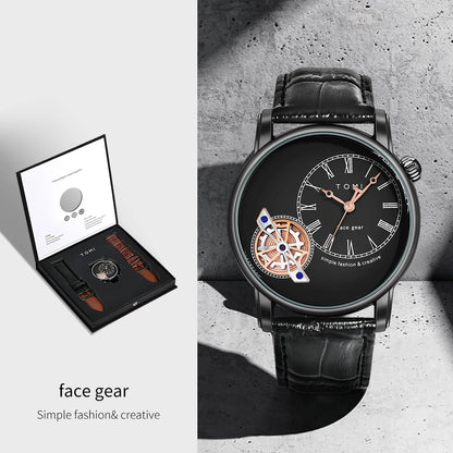 TOMI Set Gift Box Luxury and Fashionable Men's Quartz Watch Leisure Calendar Double Strap Quartz Watch Festival Gift