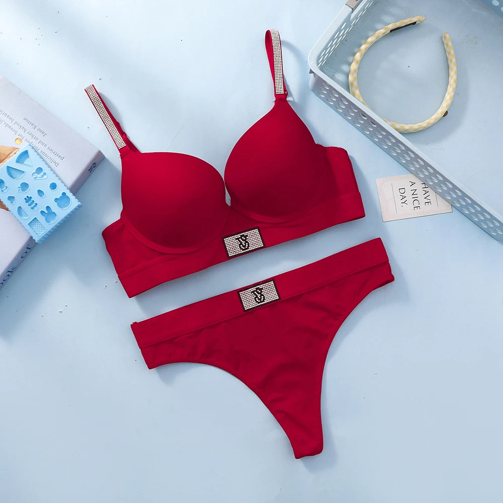 Victoria s Secret Women Bra And Panties Set Lace Push Up Wireless Lingerie Comfortable Breathable Underwear Set