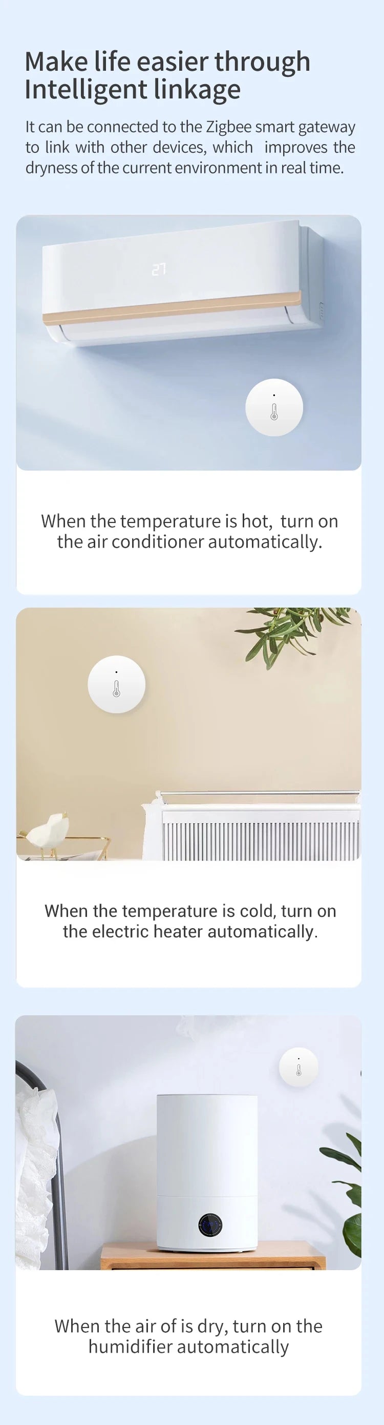 ZigBee Temperature And Humidity Sensor Remote Monitor By Ewelink App Battery Powered Works With Alexa Google Yandex Zigbee2mqtt