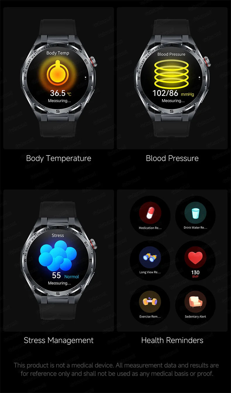Smartwatch ECG High-End dla mężczyzn Ciśnienie krwi Lipidy Tlen we krwi Analiza ciała Kwas moczowy Monitor Zdrowia Smartwatch dla mężczyzn i kobiet