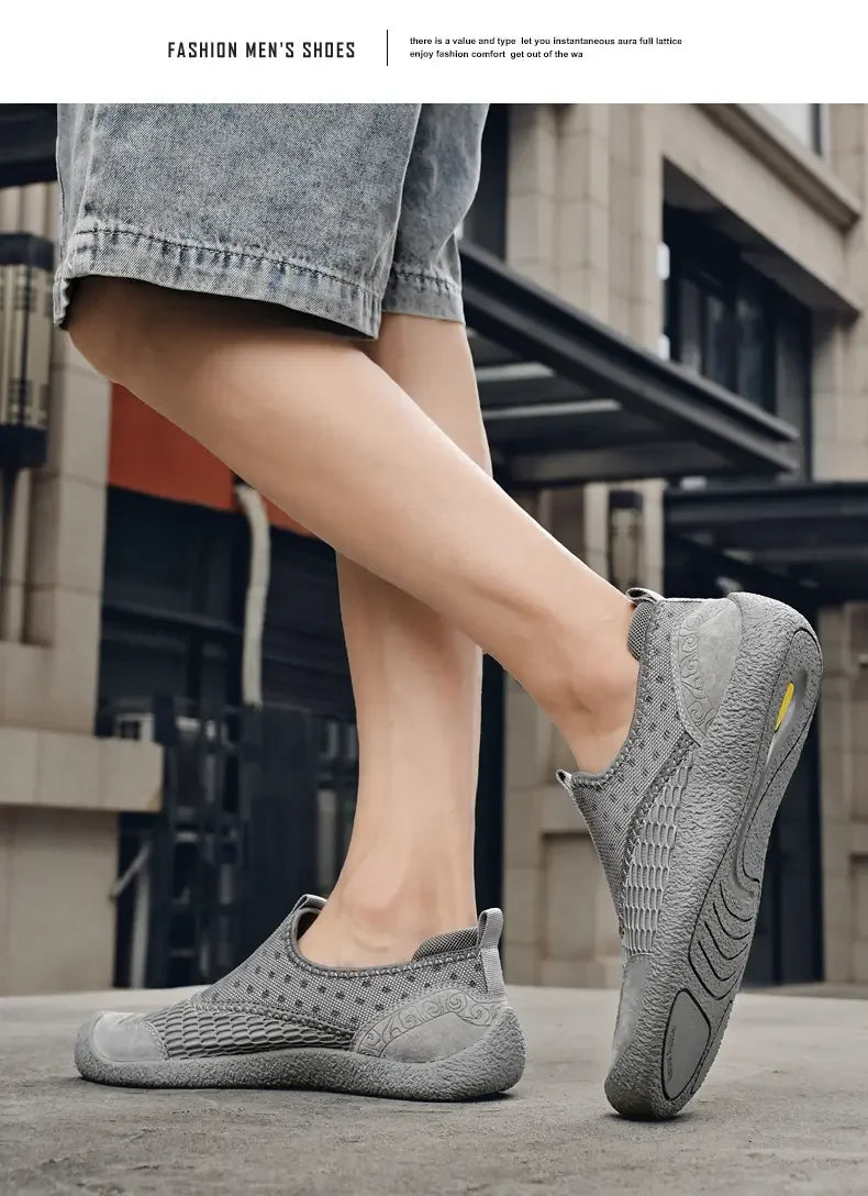 Summer Mesh Shoes Men Sneakers Plus Size Lightweight Breathable Walking Footwear New Slip-On Comfortable Casual Men's Shoes