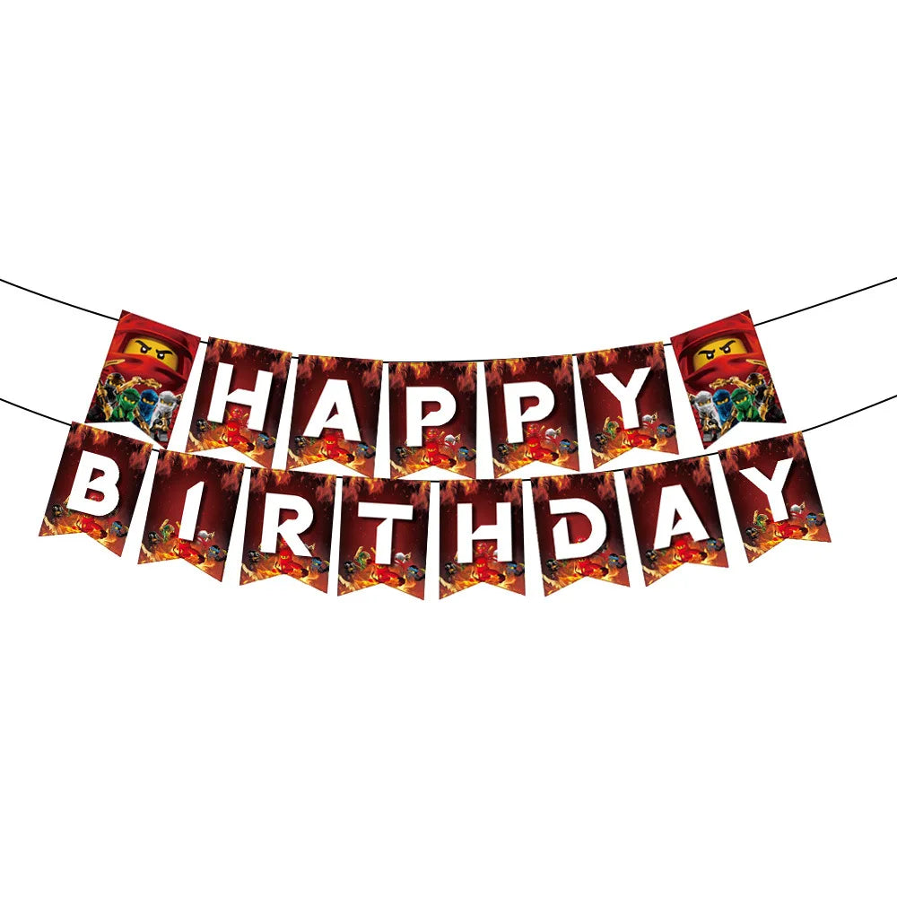 Ninja Birthday Party Decoration Tableware Set Tablecloth Plate Balloon  Cups Napkins Backdrop Banner Cake Toppers Party Supplies