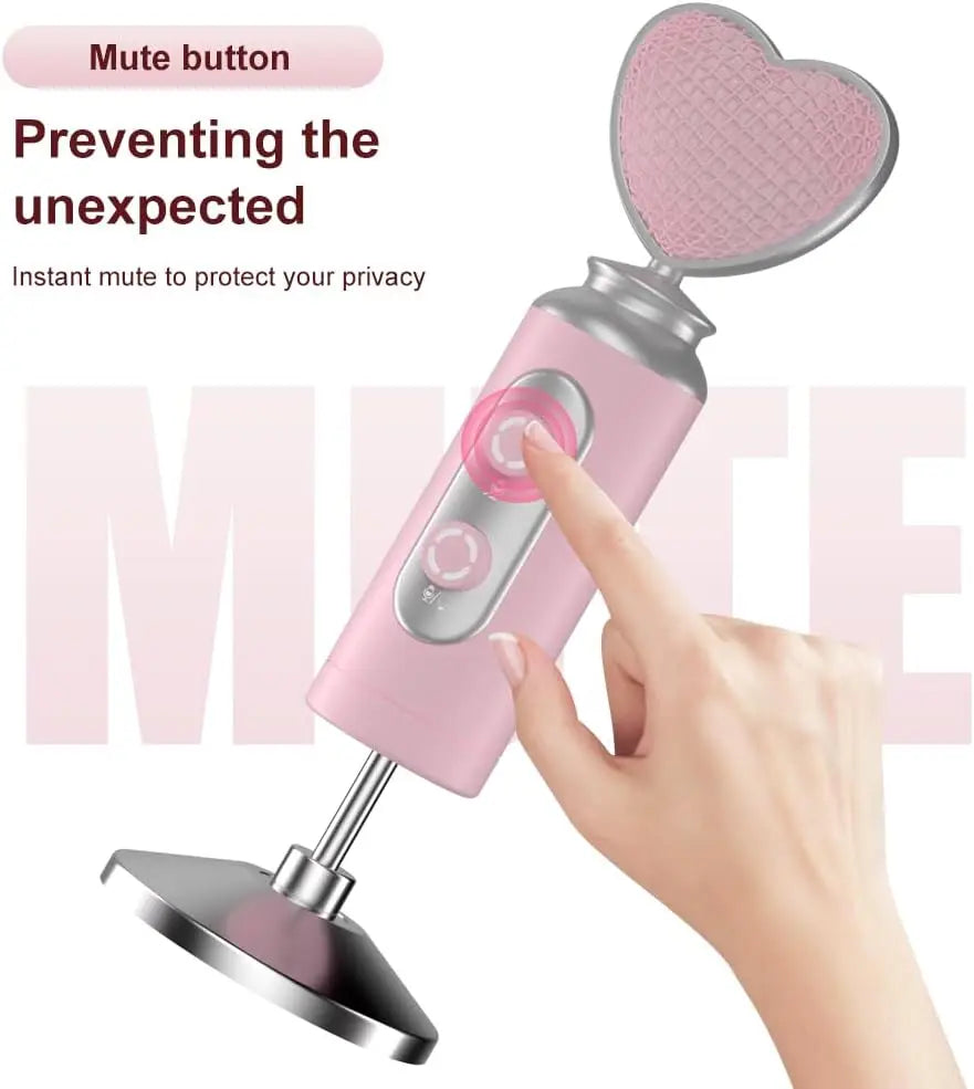 USB Gaming Condenser Mic Pink Heart Design, One-Click Mute Gain Control Plug & Play for PC Streamers Gamers and Video Creators