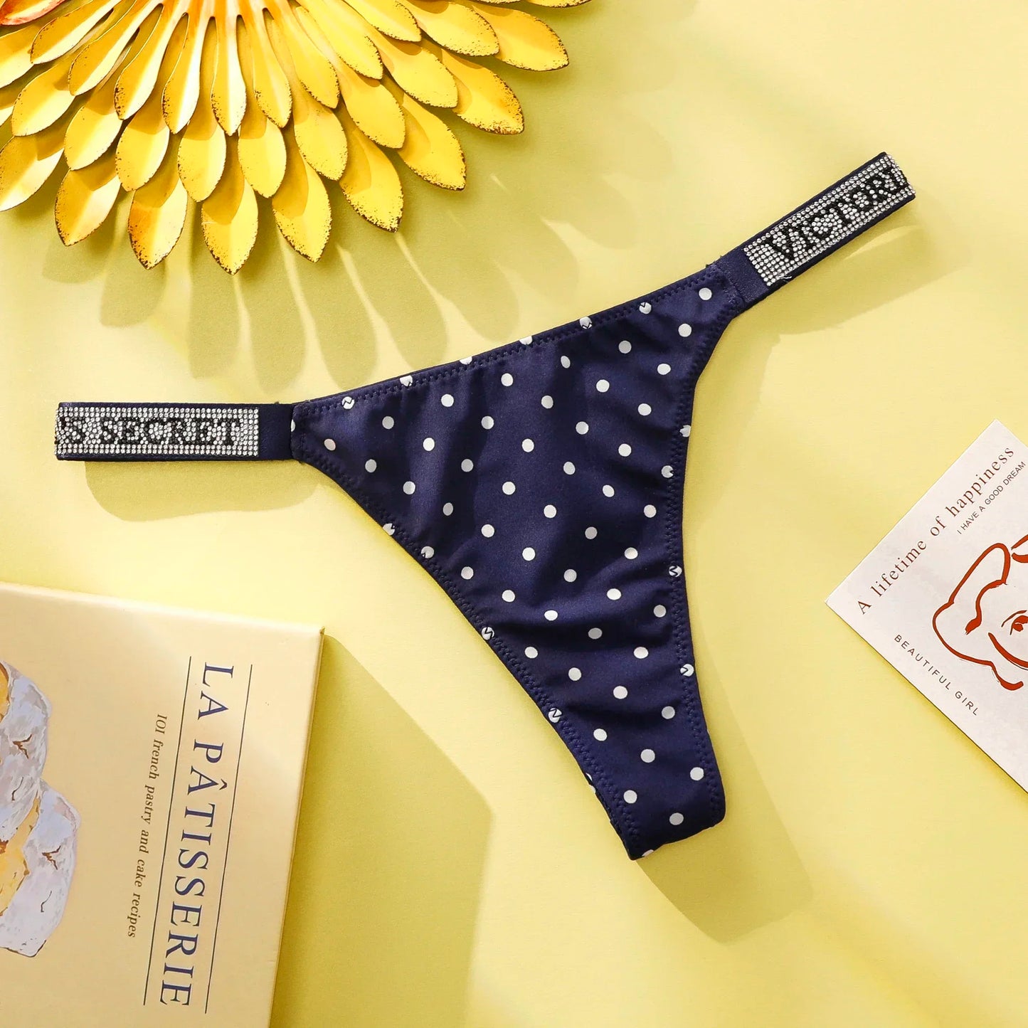 VS Underwear Thong Hipster Seamless Women Polka Dot Lace Bikini Cheeky Panties Set Victoria Secret Breathable Cotton Hipster