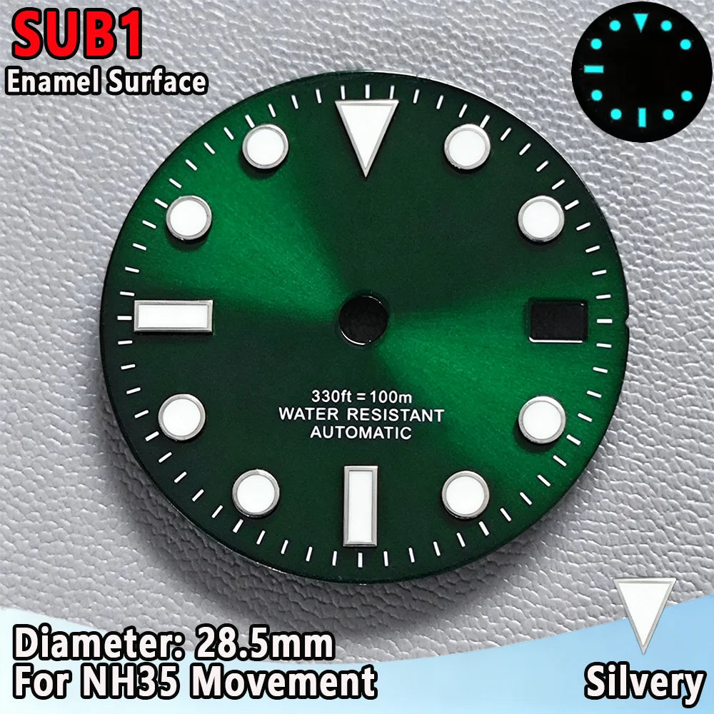 28.5mm NH35 Watch Dial Luminous Dials Single Calendar Dial Suitable For NH35 Movement Can Support DIY Dial Customization Logo