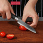 Laser Damascus Pattern Utility Kitchen Knives Set, Stainless Steel Sharp Slicing Chef Knife, Scissors & Sharpening Rod Cooking T