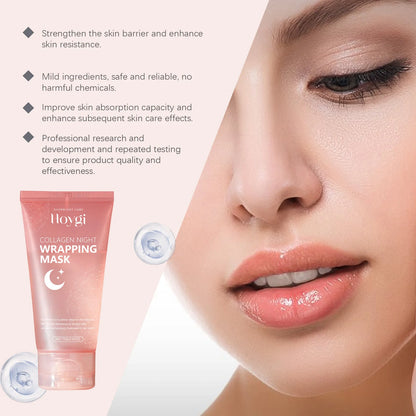 Hoygi Collagen Night Wrapping Mask Deep Nourishment Skin Firming Brightening Skin Tone Shrink Pores Mild Formula Sleeping Mask