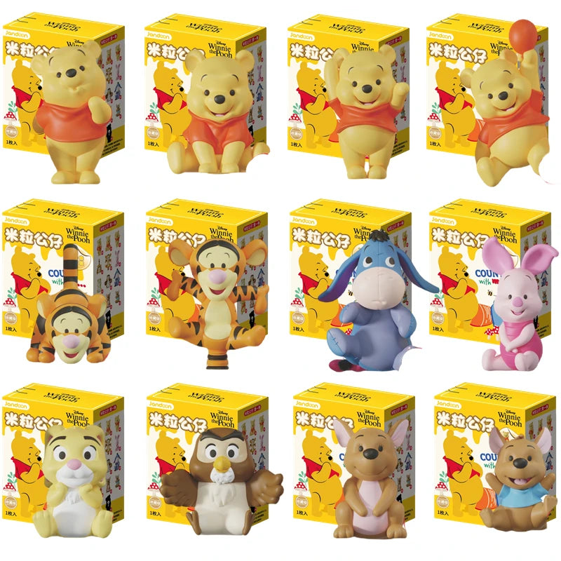 Jandoon Original Winnie the Pooh Blind Box Doll Winnie Rice Grain Tigger PIGLET EEYORE Mini Action Figure Model Toy Collection