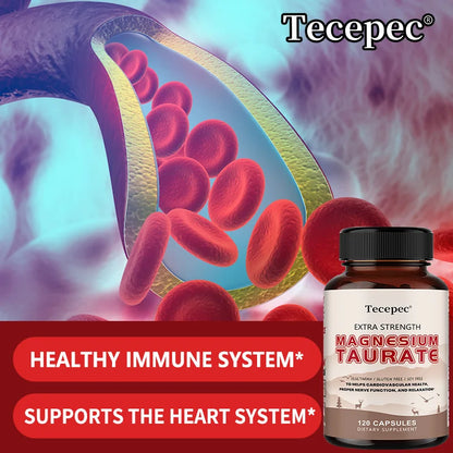 Magnesium Taurate Capsules, High Absorption Chelated, Supports Heart Health, Calm Stress, Restful Sleep & Restless Leg Relief