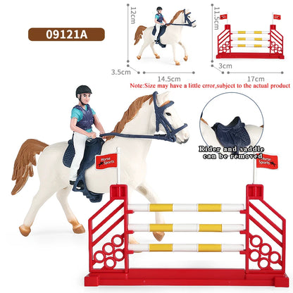 Oenux Farm Horse Race Model Action Figures DIY Equestrianism Horseman Animals Figurine Cute Education Collection Kids Toy Gift