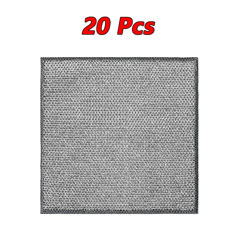10/20Pcs Cleaning Products Dishcloth Silver Wire Cleaning Kitchen Cloth Thickened Microfiber Wash Towel Built-in Sponge Ball Rag