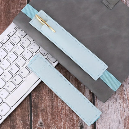 Pu Leather Pen Bag Elastic Buckle Book Notebook Fashion School Pen Case for Office Meeting Easy Carry Office Student Stationery