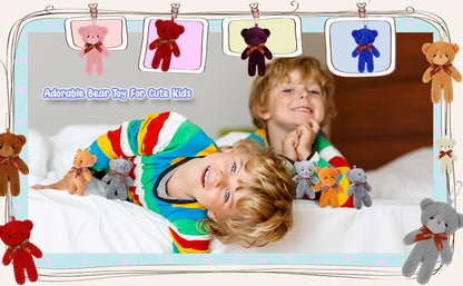 18-90Pcs Mini Teddy Bear Toy Plush Stuffed Bear Doll for Keychain Craft DIY Accessory Birthday Gifts Party Favors Supplies 4.7in