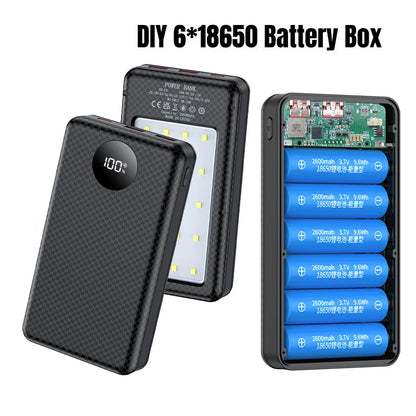 18650 Power Bank Battery Box 18650 Battery Cases Easy Carry Design For Daily Work 10W 6x18650 Power Bank Battery Storage Case