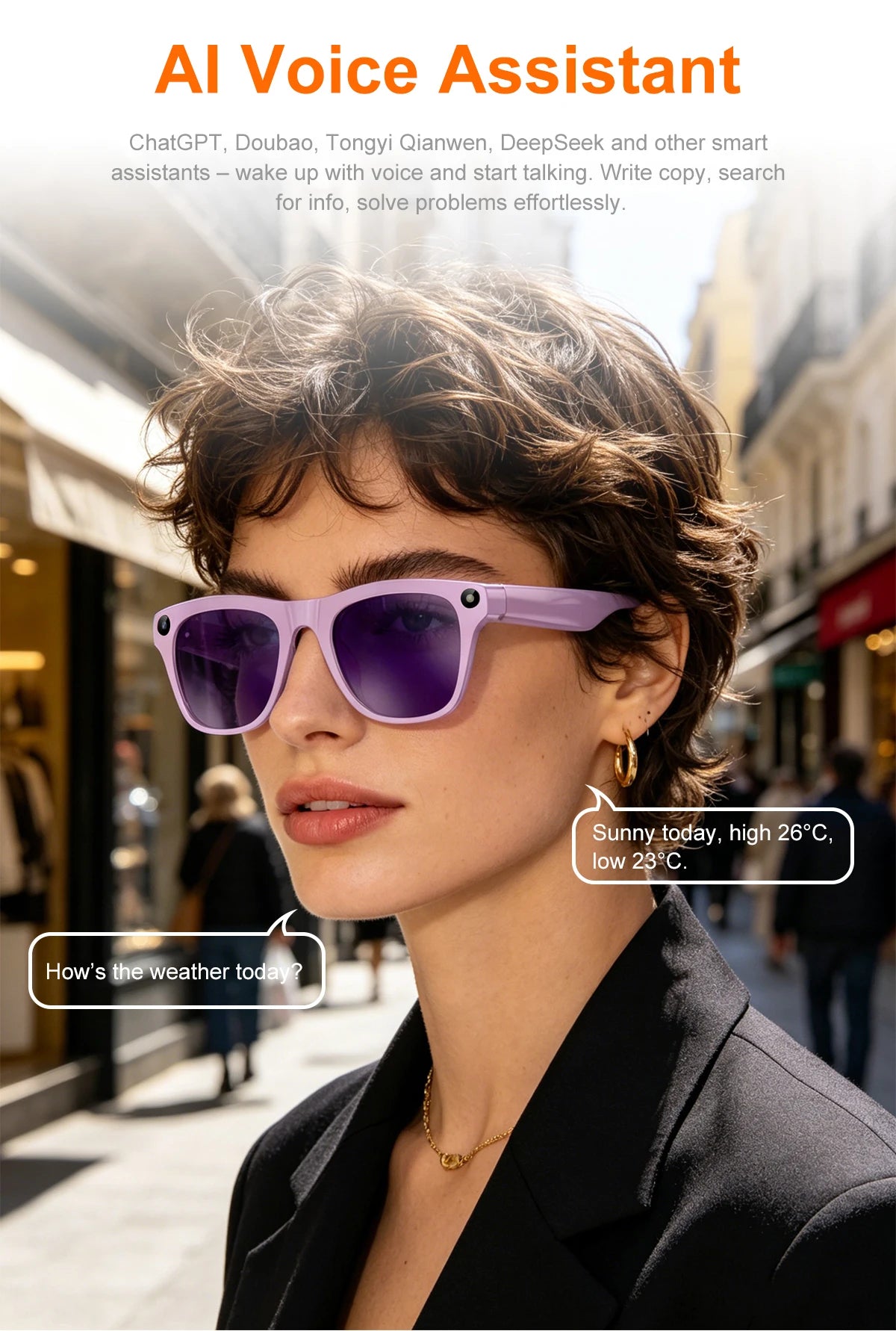 Lenovo 8KHD 2400W Upgrade Smart AI Glasses Women Men Color Changing Photo Video Voice Call Translation Motorcycle Glasses
