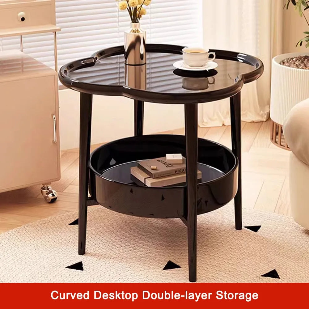 Trendy 40*40CM Side Table Plastic Samll End Table With Storage Easy to Assemble Bedside Table for Living Room