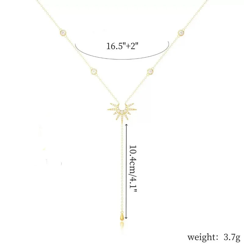 Stainless Steel Y-Shaped Pendant Necklace for Women Girls, Elegant Fashion Simulated Diamond Long Tassel Dangle Jewelry Gifts