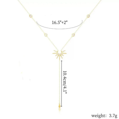Stainless Steel Y-Shaped Pendant Necklace for Women Girls, Elegant Fashion Simulated Diamond Long Tassel Dangle Jewelry Gifts
