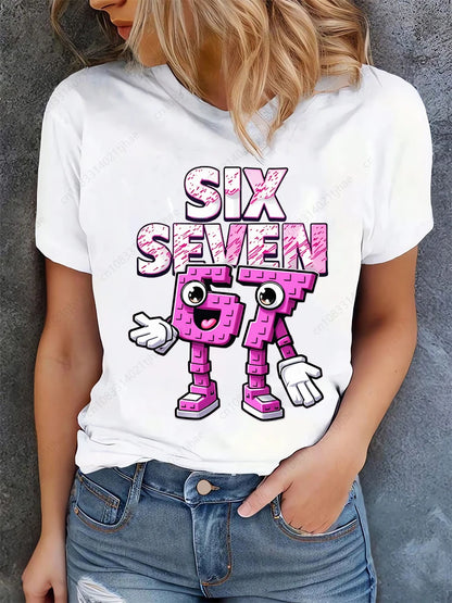 Funny 67 Brainrot Women T Shirts for Laddy Six Seven Brain Rot T-Shirt Party Tshirt for Girls T shirt for Woman Tops Tees