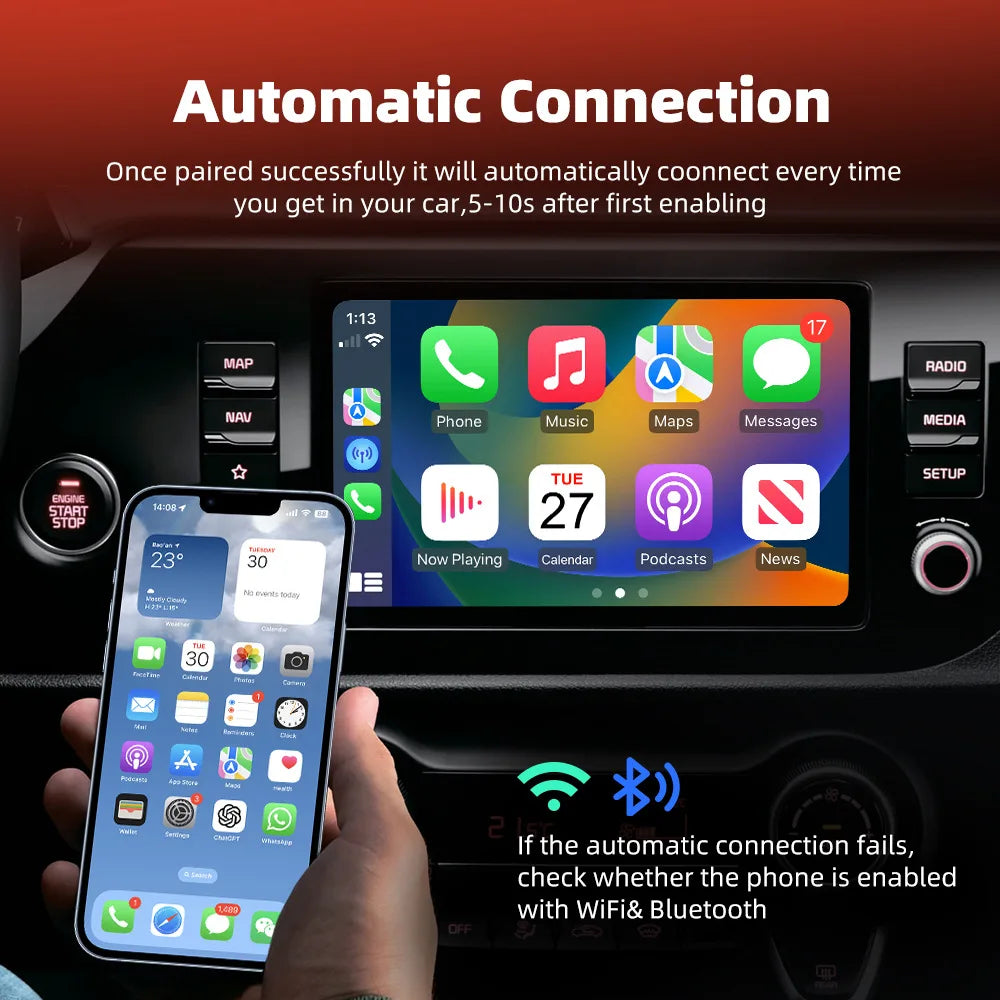2025 NEW 2 In 1 Wireless Carplay AI Box Android Auto Plug And Play Applicable To Convert Original Car Wired Carplay To Wireless